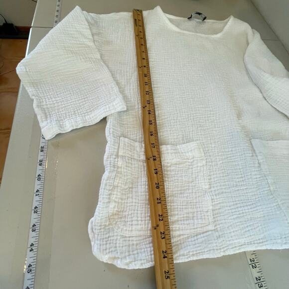 Jones & Co Jones New York White Gauzy Blouse Women's Medium Boho Minimalist - Picture 11 of 12